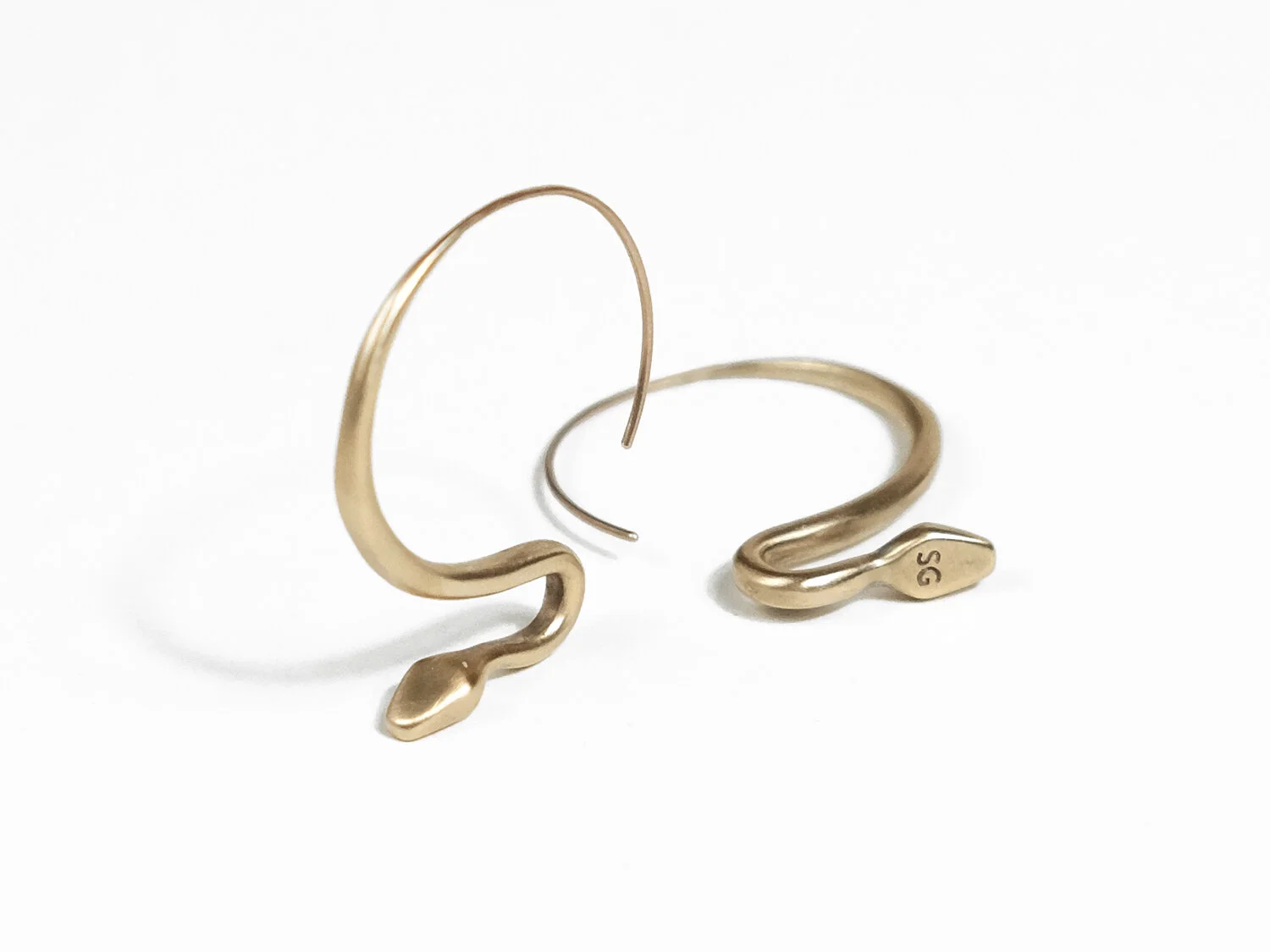 Asp Hoops in brass or silver — Sara Golden Jewelry